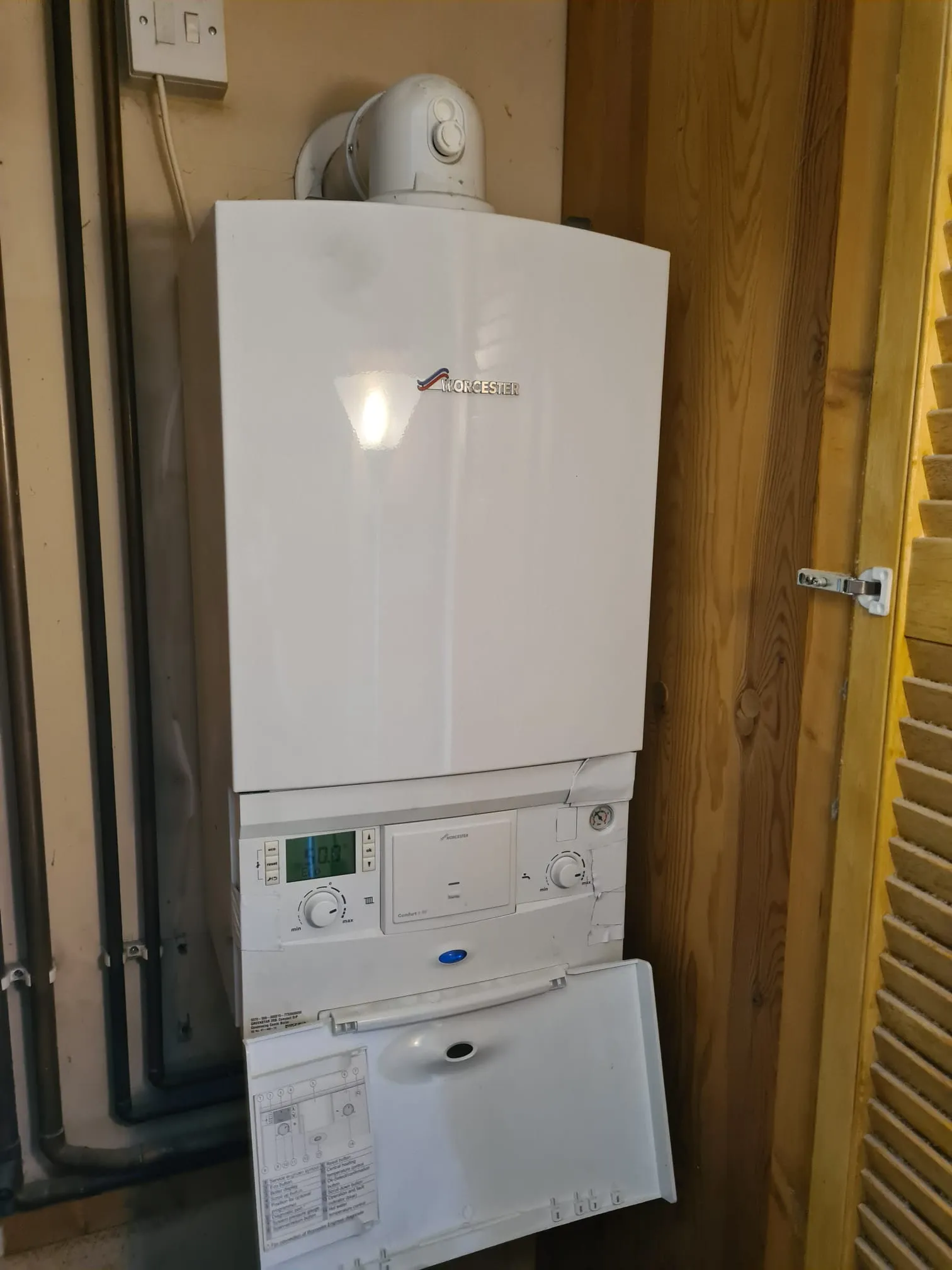 white boiler in the cupboard